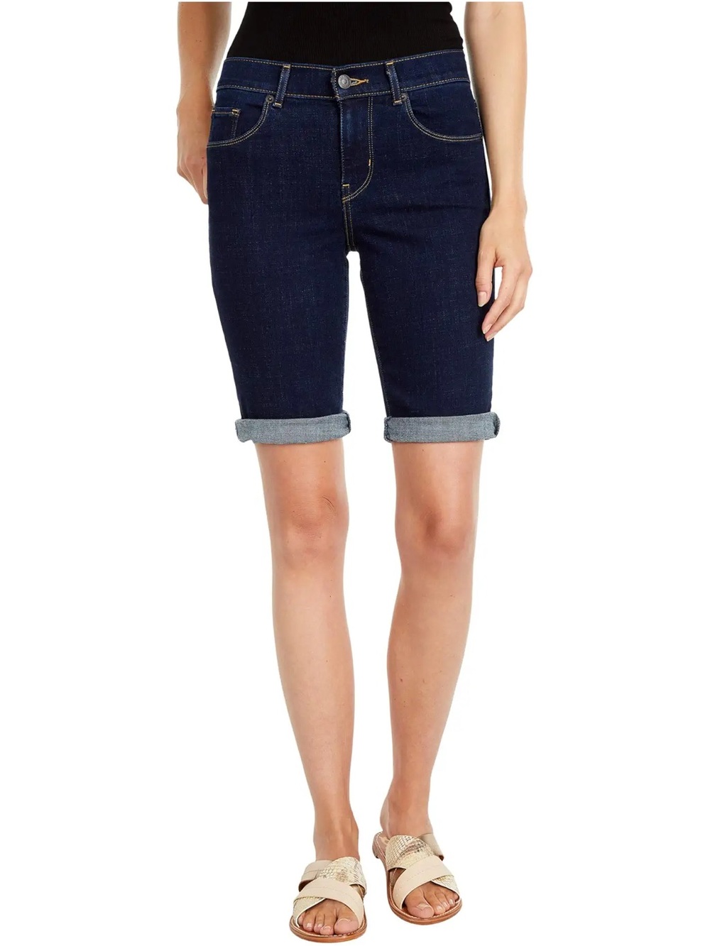 Levi’s Classic Bermuda Shorts - Dark wash Roll-Cuff Denim - Women's Sz. 24